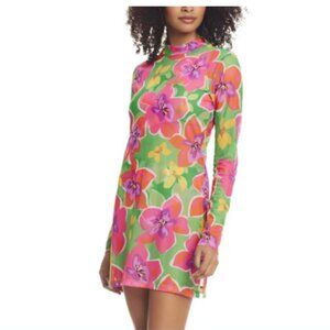 NWT Sanctuary Women's Mock Neck Dress Swim Cover Up Super Bloom Size XS